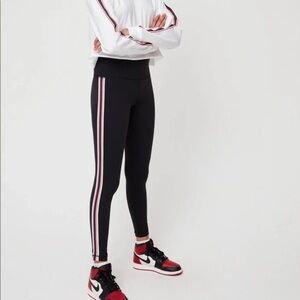 TNA Women’s High-Rise Leggings Size S Black with Red & White Stripes